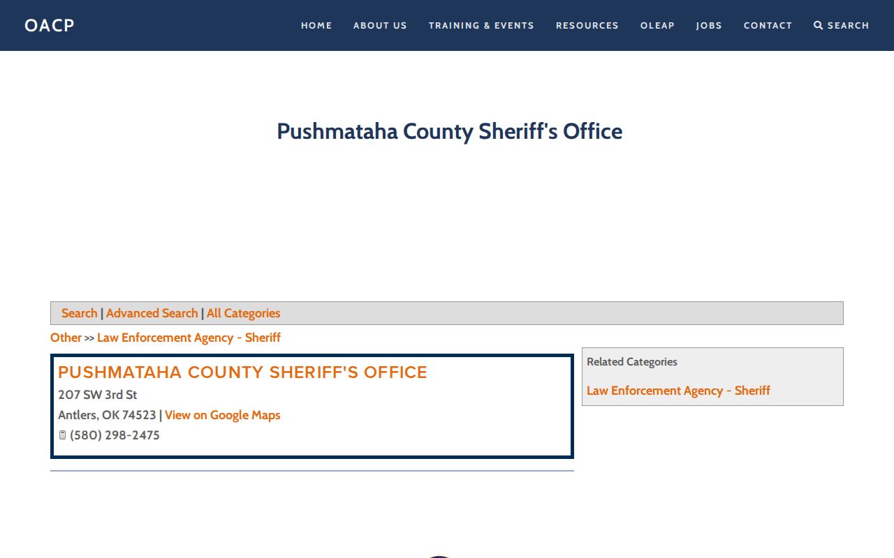 Pushmataha County Jail release records contact directory